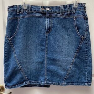 L womens Traxx solid blue stretch above knee denim skirt plus size 18